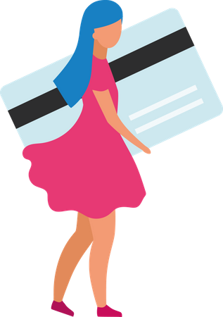 Niña pagando con tarjeta de crédito  Ilustración