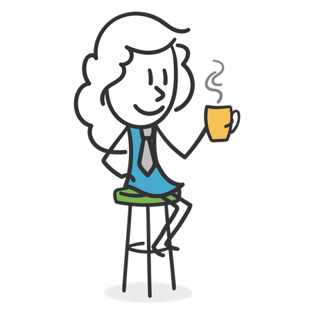 Chica de palo tomando café  Ilustración