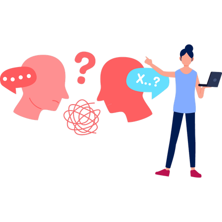 Niña pensando en los sentidos del cerebro  Ilustración
