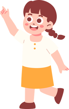 Niña pequeña señalando algo  Ilustración