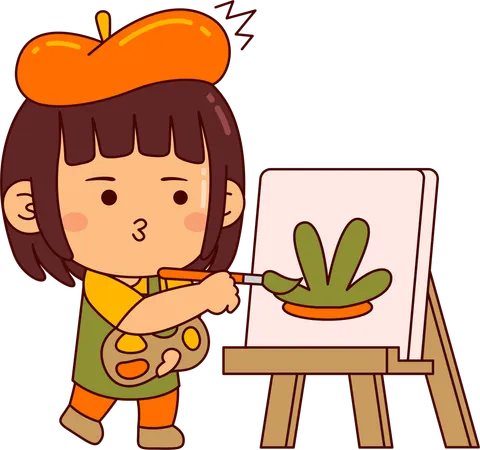 Niña pintando  Ilustración