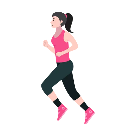 Chica practica correr al aire libre  Ilustración