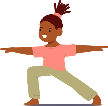 Chica practicando yoga pacíficamente  Ilustración