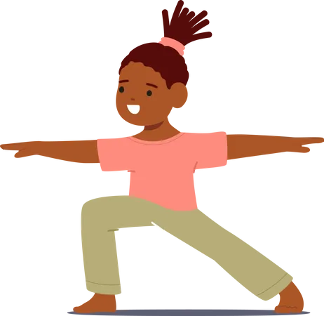 Chica practicando yoga pacíficamente  Ilustración