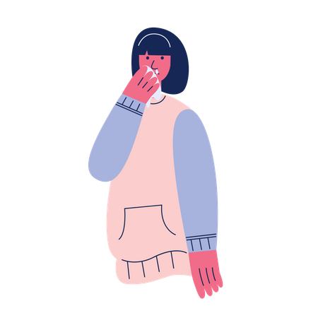 Chica teniendo gripe  Ilustración