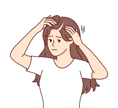 Chica con problema de pérdida de cabello  Ilustración