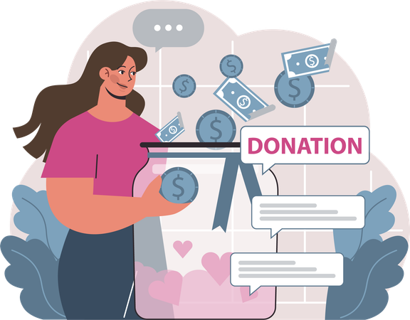 Chica recogiendo dinero para donación  Illustration