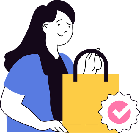 Niña recibiendo bolsas de compras  Ilustración