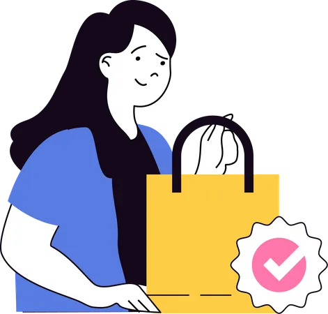 Niña recibiendo bolsas de compras  Ilustración