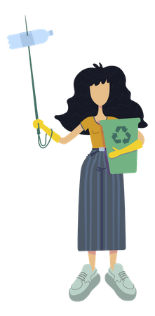 Niña recogiendo basura plástica  Illustration
