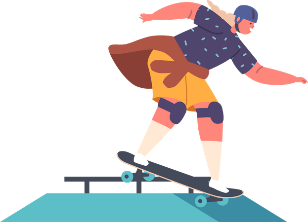 Niña rodando en patineta  Ilustración