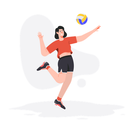 Chica rompiendo voleibol con las manos  Ilustración