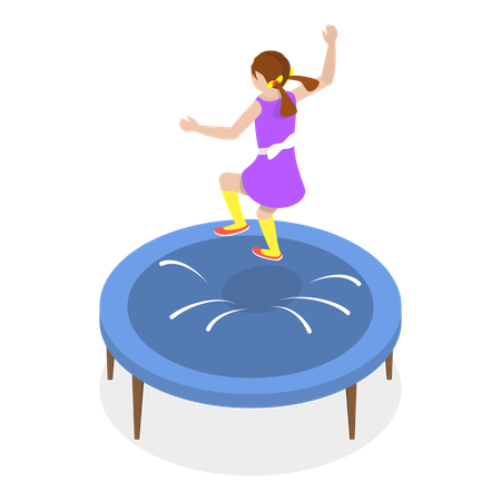 Niña saltando en trampolín  Ilustración