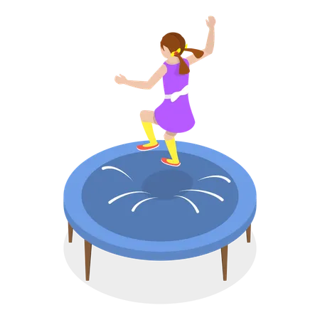 Niña saltando en trampolín  Ilustración