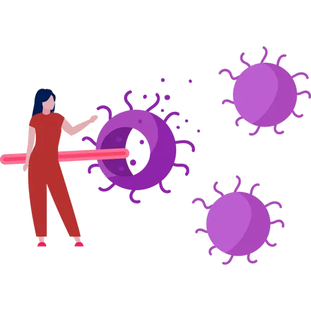 La niña se refiere a la enfermedad a través del virus.  Ilustración