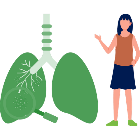 Chica apuntando a los pulmones  Ilustración