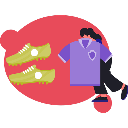 Niña señalando zapatos de fútbol  Illustration