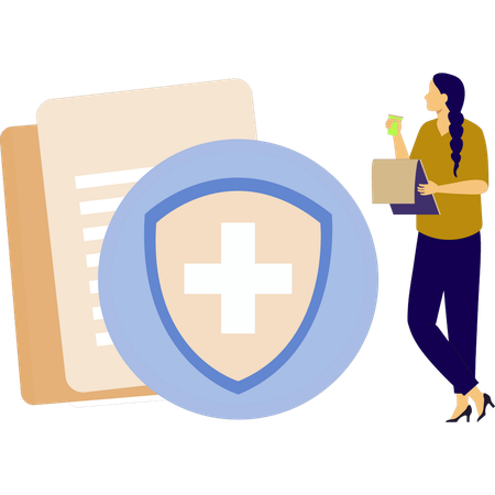 Niña señalando un informe médico humano  Illustration