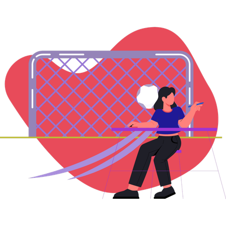 Niña sentada cerca de la red de la portería  Illustration