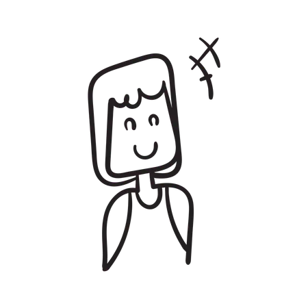 Chica sonriendo pensando en algo  Ilustración