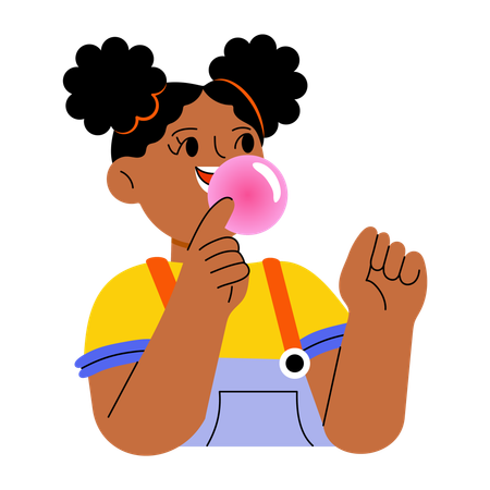 Niña soplando chicle  Illustration