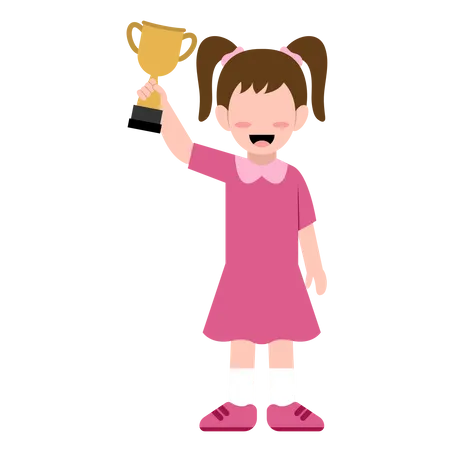 Niña sosteniendo la copa del trofeo  Illustration