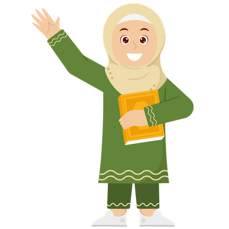 Chica sosteniendo el Corán  Ilustración