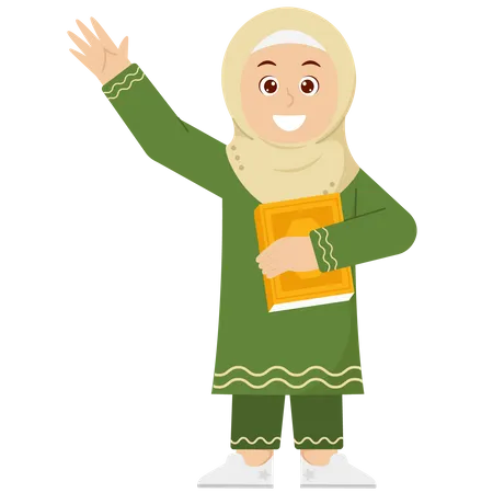 Chica sosteniendo el Corán  Ilustración