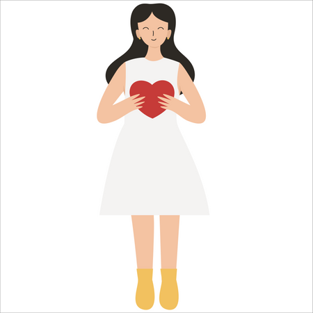 Niña sosteniendo el corazón  Illustration