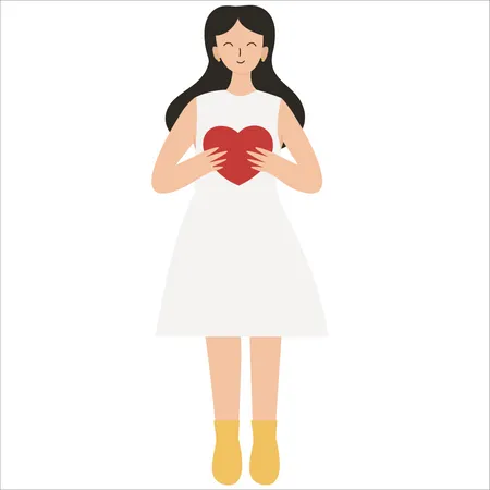 Niña sosteniendo el corazón  Illustration