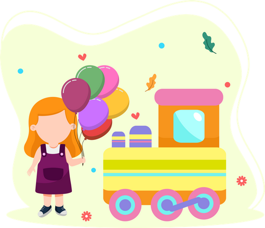 Niña sosteniendo globo  Ilustración