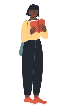 Chica sosteniendo un libro y leyendo  Ilustración