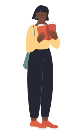 Chica sosteniendo un libro y leyendo  Ilustración