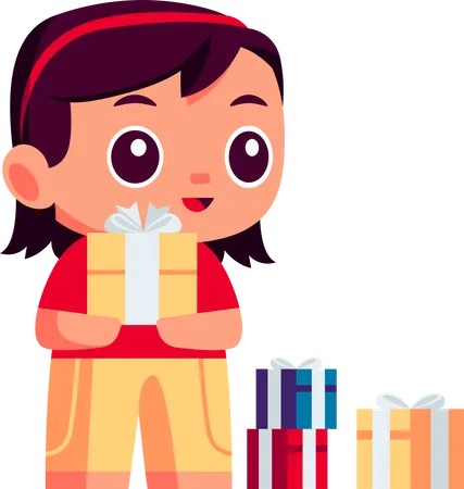 Niña sosteniendo regalo  Illustration