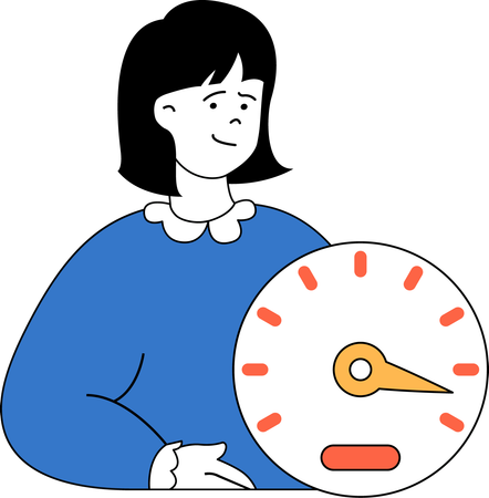 Chica sosteniendo el reloj  Ilustración