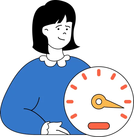 Chica sosteniendo el reloj  Ilustración