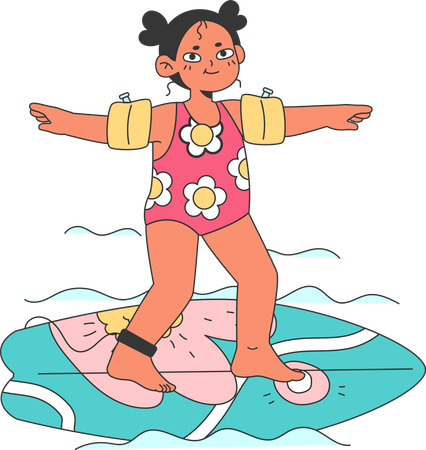 Niña surfeando  Ilustración