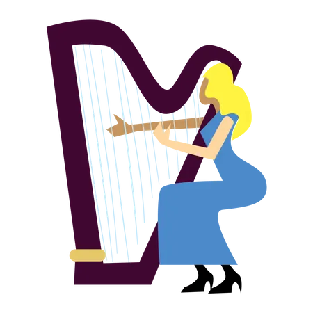 Niña tocando el arpa  Ilustración