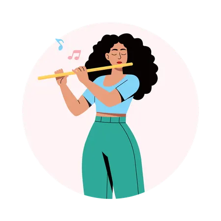 Niña tocando la flauta  Ilustración