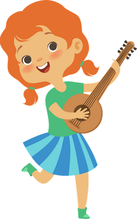 Niña tocando la guitarra  Ilustración