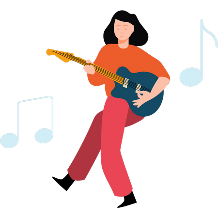 Niña tocando la guitarra  Ilustración