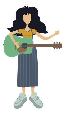 Niña tocando la guitarra  Illustration