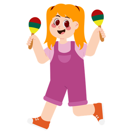 Niña tocando maracas  Ilustración