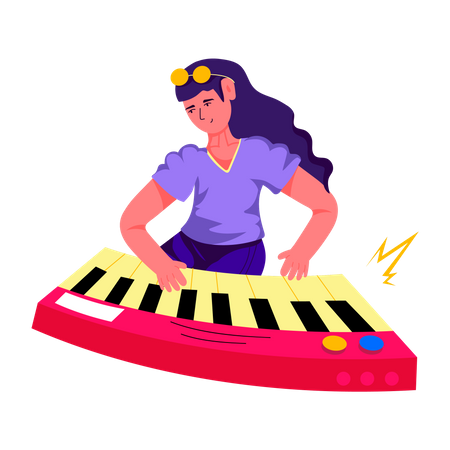 Niña tocando el piano  Ilustración