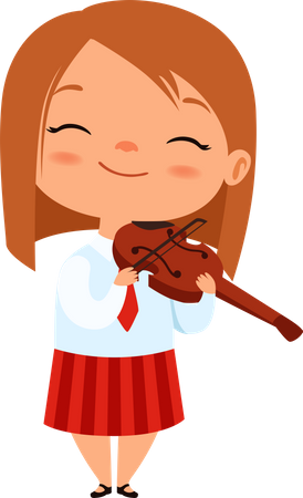 Niña tocando el violín  Ilustración