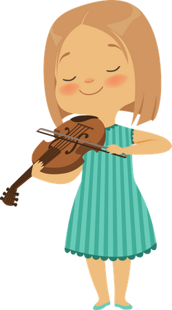 Niña tocando el violín  Ilustración