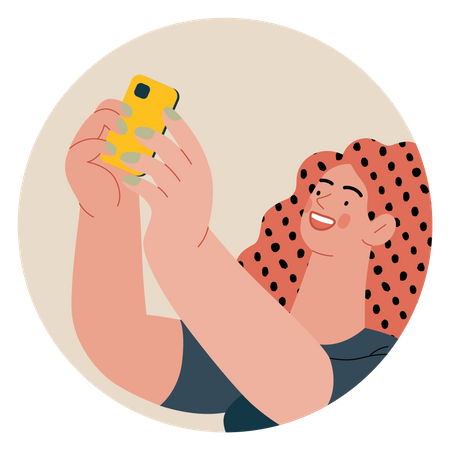 Niña tomando selfie  Ilustración