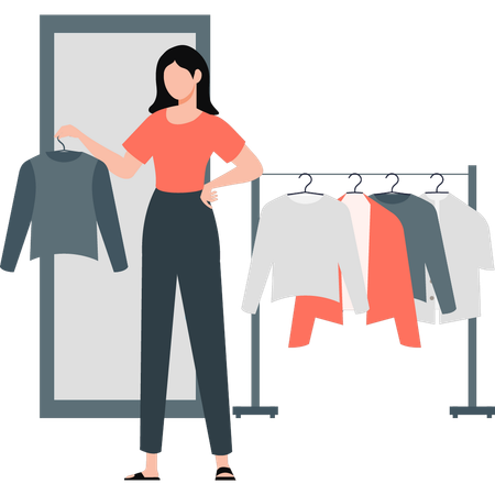 Niña vendiendo ropa  Ilustración