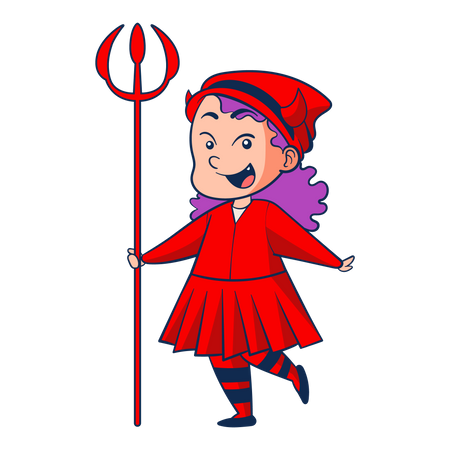 Niña vestida con disfraz de diablo  Ilustración