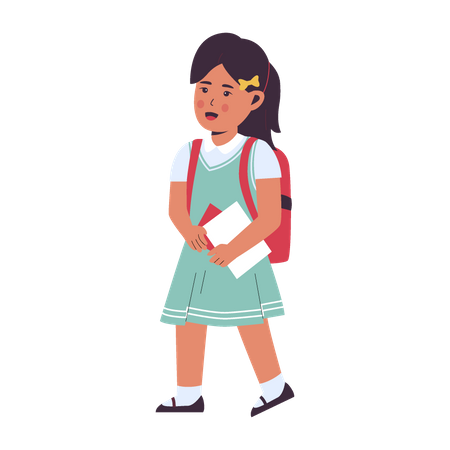 Niña yendo a la escuela  Illustration